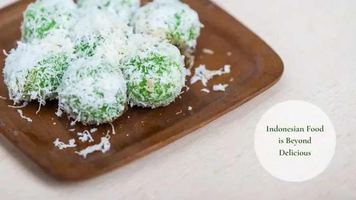 green-colored glutinous rice balls called Klepon