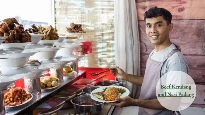 Halal food in Bali - Beef Rendang and Nasi Padang