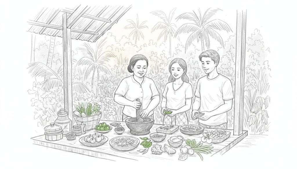 balinese-open-kitchen-cooking-class-ubud-sketch