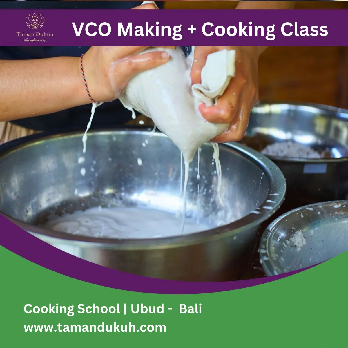 Traditional Balinese Virgin Coconut Oil Making Class in Ubud 1 Taman Dukuh VCO making and cooking class