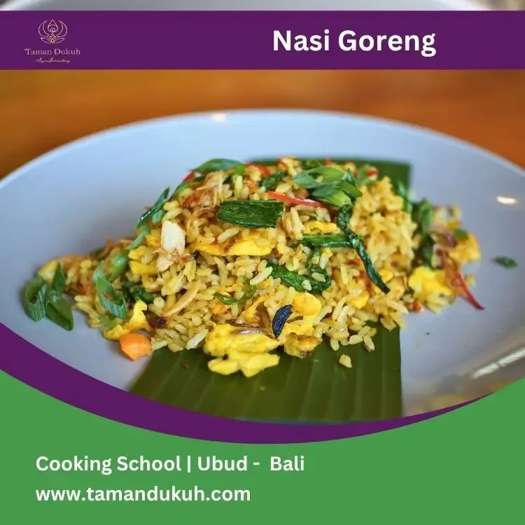 Nasi Goreng dish with the underline of banan leaf